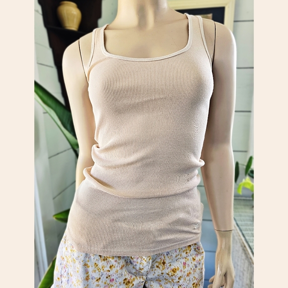 American Eagle Outfitters Women's Fitted Ribbed Scoop Neck Tank In Peach Size XS - Picture 1 of 6